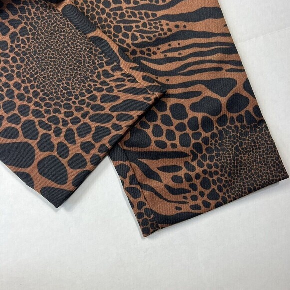 Michael Kors Women's Animal Print Pull On Pants Sz S Elastic Waist Brown Flat - Picture 4 of 9